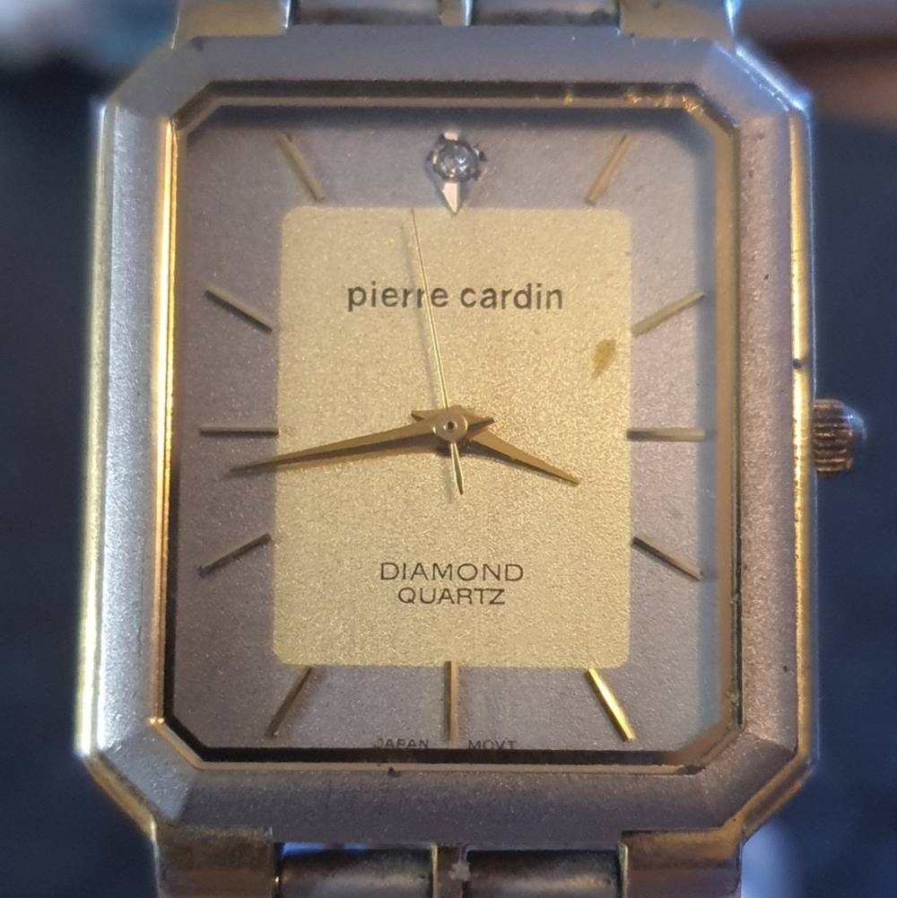 Vintage Pierre Cardin Silver/Goldtone Stainless Steel Men's Dress Watch